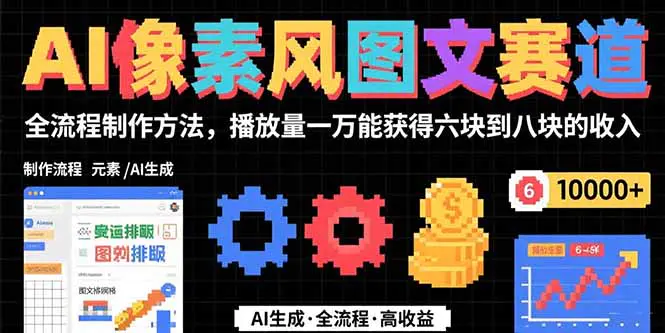 AI像素风图文赛道：全流程制作方法，播放量一万能获得6块到8块的收入-轻副业