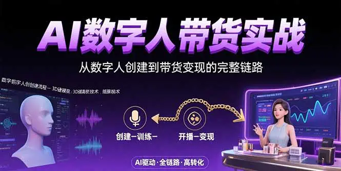 AI数字人+带货实战：从数字人创建到带货变现的完整链路-轻副业