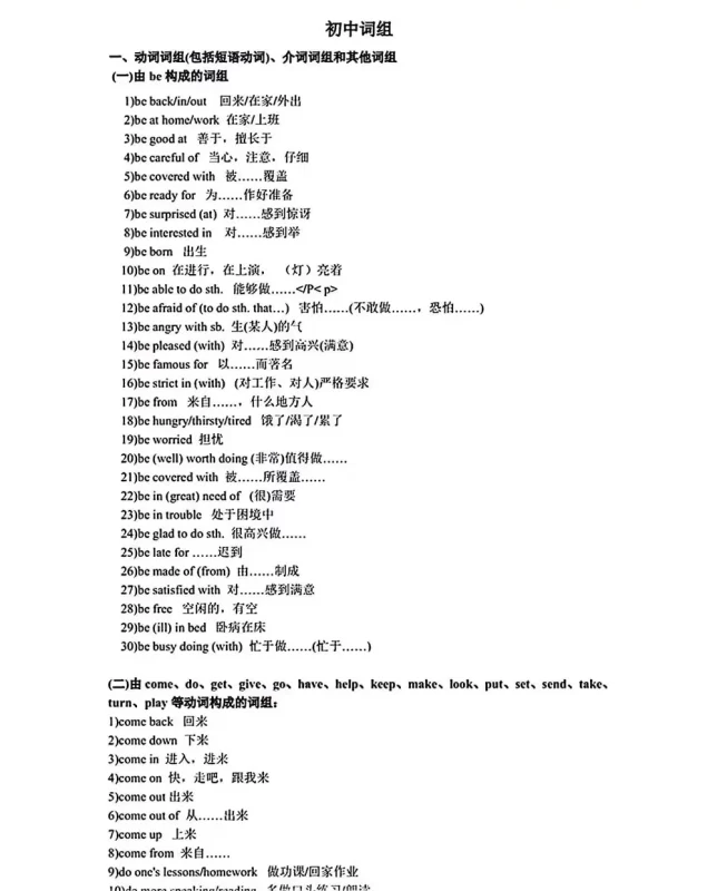 图片[4]-初中英语词组短语固定搭配大全专项练习中考英语1920个短语电子版-轻副业