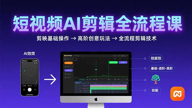 短视频AI剪辑技能，从剪映基础操作到高阶创意玩法，全流程剪辑技术-轻副业