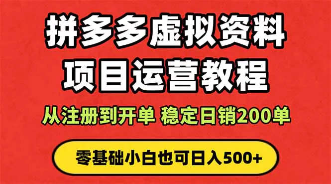 拼多多开店运营课程： 蓝海变现玩法，轻松实现睡后收入 零基础小白也可做