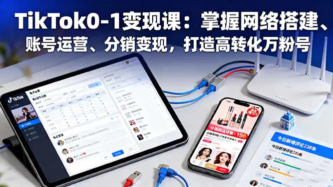 TikTok0-1变现课：掌握网络搭建、账号运营、分销变现，打造高转化万粉号